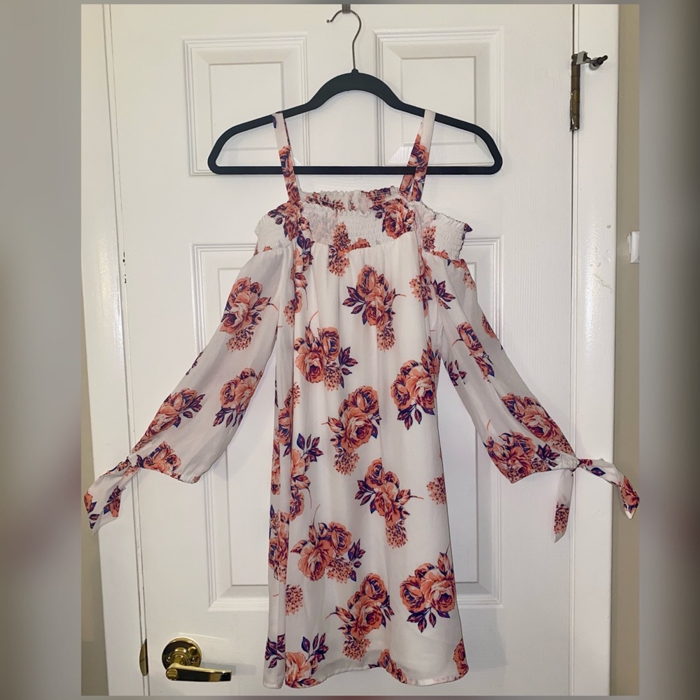 Off the Shoulder White Floral Dress